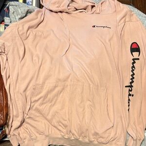 Champion Light Pink Hoodie long sleeve tshirt w/ hood not heavy 2xl tall 2xlt